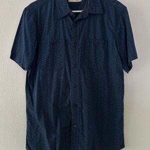 Free Planet Dark Blue Casual Button Down Shirt